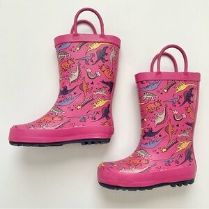 Cat & Jack Pink Rain Boots with Dinosaur Print - Size 7